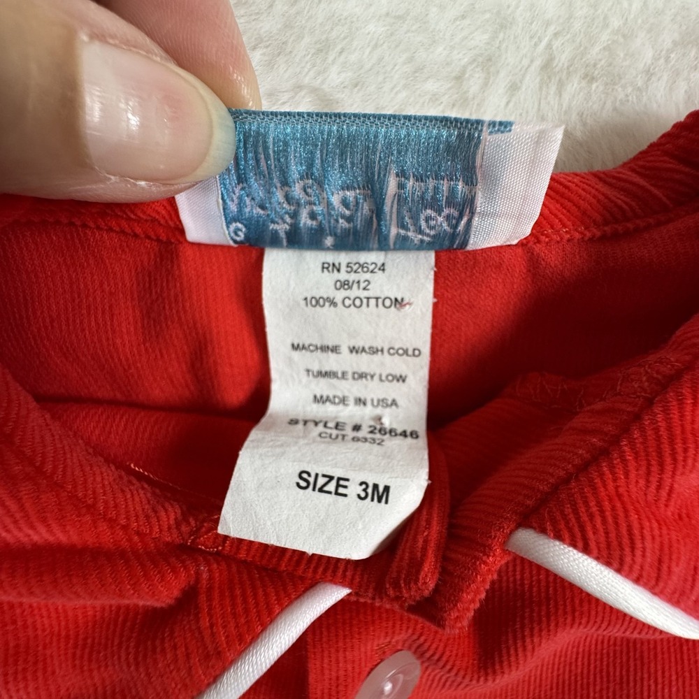Vintage Funtasia Too Dallas 3 Mo Red 100% Cotton Made in USA One Piece Christmas - Picture 5 of 9